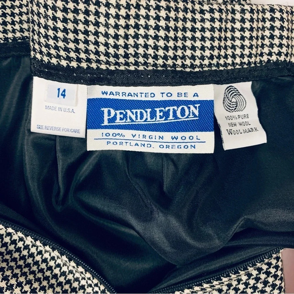 Pendleton Vintage Houndstooth Black White Wool Skirt - Picture 4 of 4